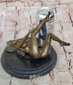 Sculpture Moderne Art Nouveau Abstraite Femme Nue Fille 100% Bronze Par Mavchi