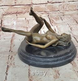 Sculpture Moderne Art Nouveau Abstraite Femme Nue Fille 100% Bronze Par Mavchi