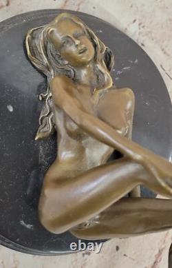Sculpture Moderne Art Nouveau Abstraite Femme Nue Fille 100% Bronze Par Mavchi