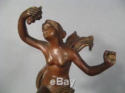 Sculpture Nymphe Au Raisin / Bronze Femme Epoque 1900 / Bronze Femme Art Nouveau
