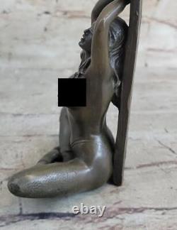 Sculpture Statue Figure Érotique De Femme Nue En Bronze Art Nouveau