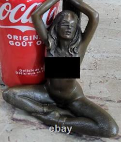 Sculpture Statue Figure Érotique De Femme Nue En Bronze Art Nouveau