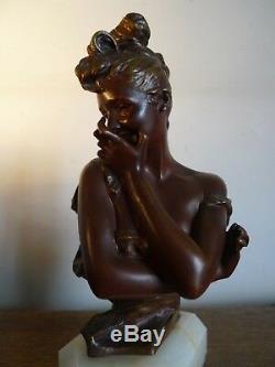 Sculpture Statuette Jeune Femme Bronze Signe George Van Der Straeten Art Nouveau