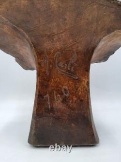 Sculpture buste en plâtre polychrome jeune femme signé Antonio Carli Art Nouveau