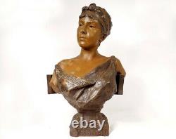 Sculpture buste femme Galatée Emmanuel Villanis Blot Art Nouveau XIXème