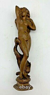 Sculpture cachet Bronze patiné art nouveau femme -mucha-bouval-gurschner