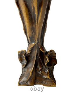 Sculpture en Bronze Femme Fleurs de Bignones Art Nouveau Jugendstil Époque XXème