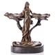 Sculpture En Bronze Art Nouveau D'une Femme Aux Nénuphars D'après E. Tell