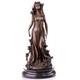 Sculpture En Bronze Art Nouveau D'une Femme Avec Des Fleurs D'apès E. Tell