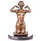Sculpture En Bronze Art Nouveau Femme Nue Avec Collier D'après Paul Ponsard
