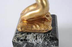 Sculpture en bronze Art Nouveau signée Paul Ponsard. Femme sur un coussin
