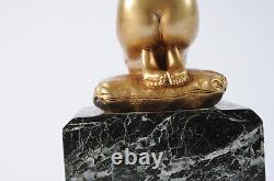 Sculpture en bronze Art Nouveau signée Paul Ponsard. Femme sur un coussin