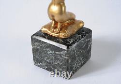 Sculpture en bronze Art Nouveau signée Paul Ponsard. Femme sur un coussin