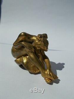 Sculpture en bronze J. LOYSEL 1890/1910 art nouveau femme nue statuette miniature