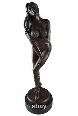 Sculpture en bronze statue érotique femme nue fille art érotique style antique H