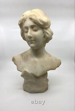 Sculpture en marbre blanc art nouveau buste de femme XIXeme 1890