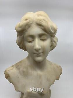 Sculpture en marbre blanc art nouveau buste de femme XIXeme 1890