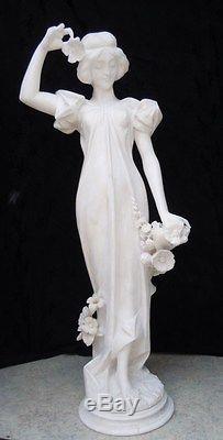 Sculpture femme aux pavots Adolpho Cipriani d'époque art nouveau
