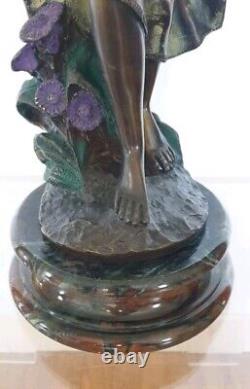 Sculpture femme fleurs 64 cm composite resine style art nouveau dlg moreau