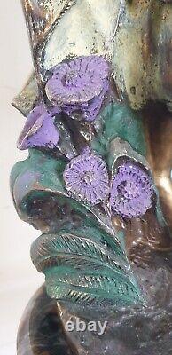 Sculpture femme fleurs 64 cm composite resine style art nouveau dlg moreau