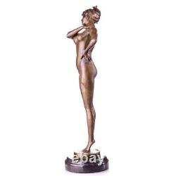 Sculpture nue femme en bronze Style Art Nouveau Antique Signée