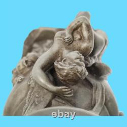 Sculpture statue vase en étain art nouveau femme ailée socle marbre antiquité