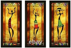 Set De 3 Dansant Africain Femme Art Moderne UV Revêtu Peinture