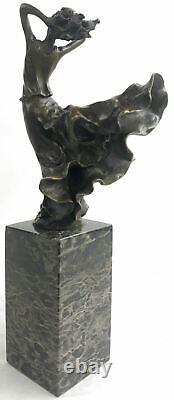 Signé Milo Art Nouveau Déco Femme Statue Figurine Bronze Sculpture Décor