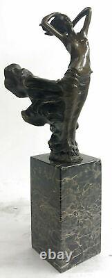 Signé Milo Art Nouveau Déco Femme Statue Figurine Bronze Sculpture Décor