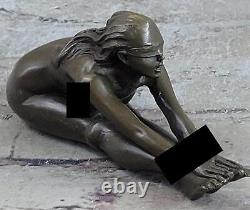 Signé Nu Femme Nue Bronze Sculpture Figurine Statue Érotique Art Nouveau Déco