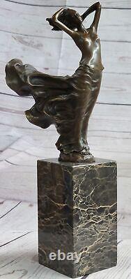 Signée Milo Style Art Nouveau Deco Femme Statue Bronze Figurine Sculpture Ouvre