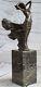 Signée Milo Style Art Nouveau Deco Femme Statue Bronze Figurine Sculpture Ouvre