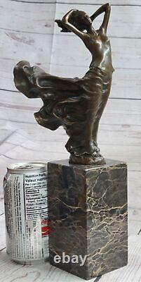 Signée Milo Style Art Nouveau Deco Femme Statue Bronze Figurine Sculpture Ouvre