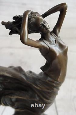 Signée Milo Style Art Nouveau Deco Femme Statue Bronze Figurine Sculpture Ouvre