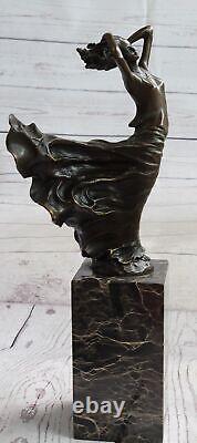 Signée Milo Style Art Nouveau Deco Femme Statue Bronze Sculpture Décoratif