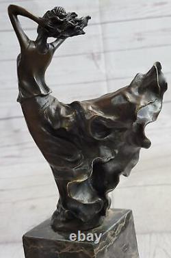 Signée Milo Style Art Nouveau Deco Femme Statue Bronze Sculpture Décoratif