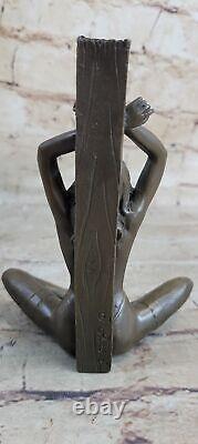 Signée Nu Nue Femme Bronze Sculpture Statue Figurine Érotique Art Nouveau Deco