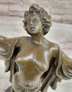 Signée Phillippe Style Art Nouveau Nu Femme Awakening Bronze Sculpture Figurine