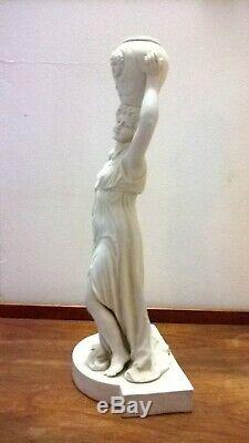 Statue Bougeoir Femme Grecque En Biscuit Époque Art Nouveau