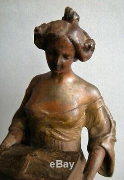 Statue Femme Art Nouveau Hans Muller Vienna Austria Woman Sculpture Jugendstil