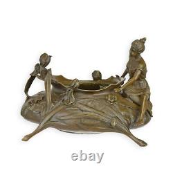 Statue Sculpture Bronze Art Déco Nouveau Bol Femme aux Roses BF-9 Moderne
