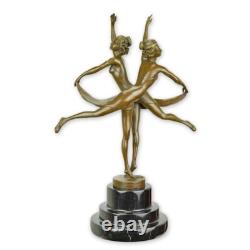 Statue Sculpture Bronze Art Déco Nouveau Duo Femme Danseuse Soeur BJ-36 Moderne