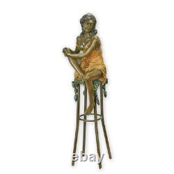 Statue Sculpture Bronze Art Déco Nouveau Femme Tabouret Bar BG-17 Moderne