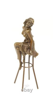 Statue Sculpture Bronze Art Déco Nouveau Femme Tabouret Bar DSBJ-13 Moderne