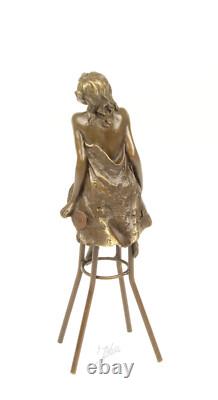 Statue Sculpture Bronze Art Déco Nouveau Femme Tabouret Bar DSBJ-13 Moderne