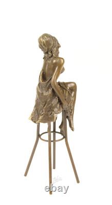 Statue Sculpture Bronze Art Déco Nouveau Femme Tabouret Bar DSBJ-13 Moderne