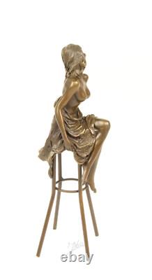 Statue Sculpture Bronze Art Déco Nouveau Femme Tabouret Bar DSBJ-13 Moderne