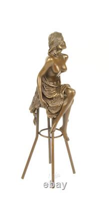 Statue Sculpture Bronze Art Déco Nouveau Femme Tabouret Bar DSBJ-13 Moderne