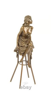 Statue Sculpture Bronze Art Déco Nouveau Femme Tabouret Bar DSBJ-13 Moderne