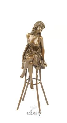 Statue Sculpture Bronze Art Déco Nouveau Femme Tabouret Bar DSBJ-13 Moderne